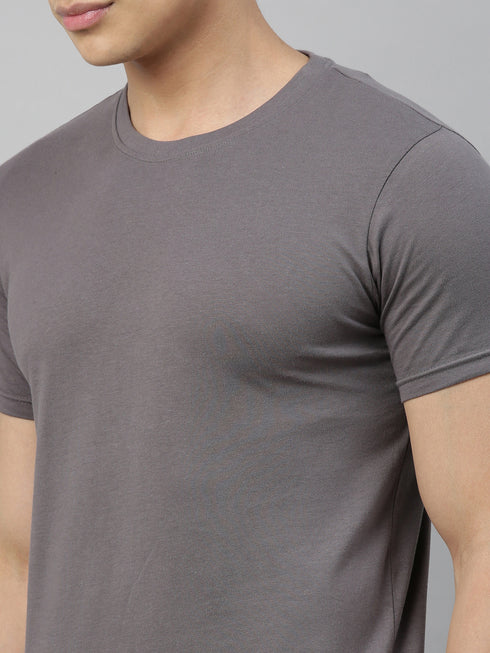Grey solid Crew Neck T-shirt